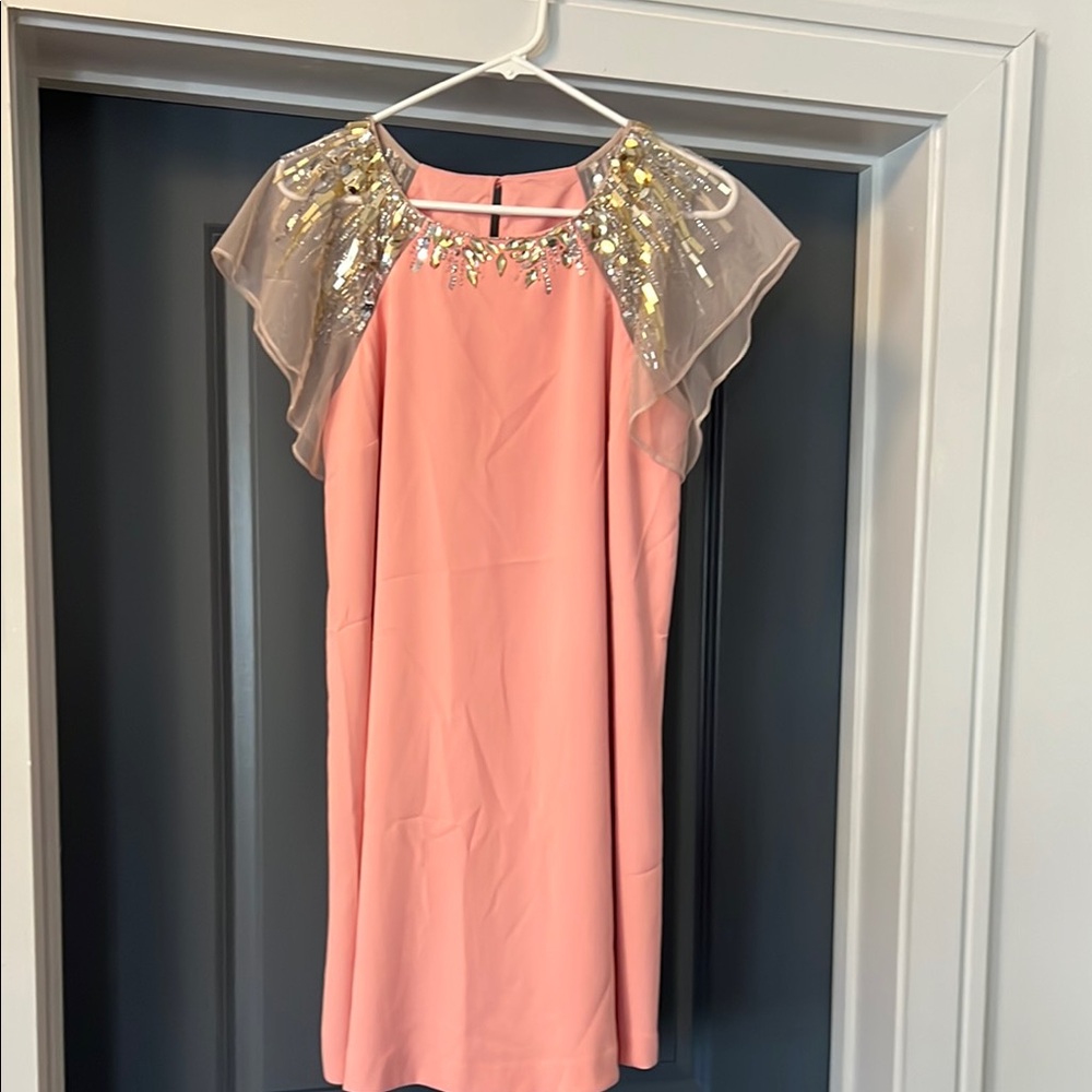 Aidan Mattox Pink Dress with Gold Accents